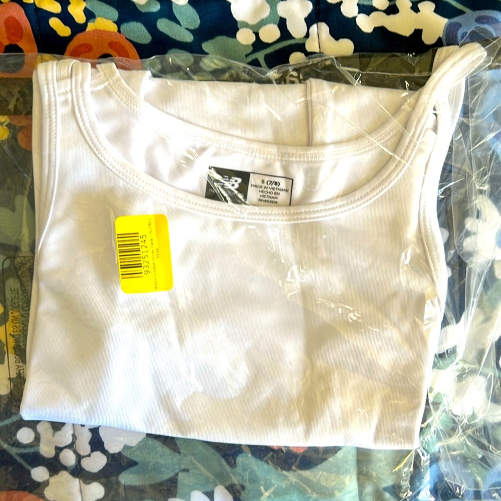 *NWT* New Balance White Double-Strap Tank - Girls
 Size: S(7/8)
